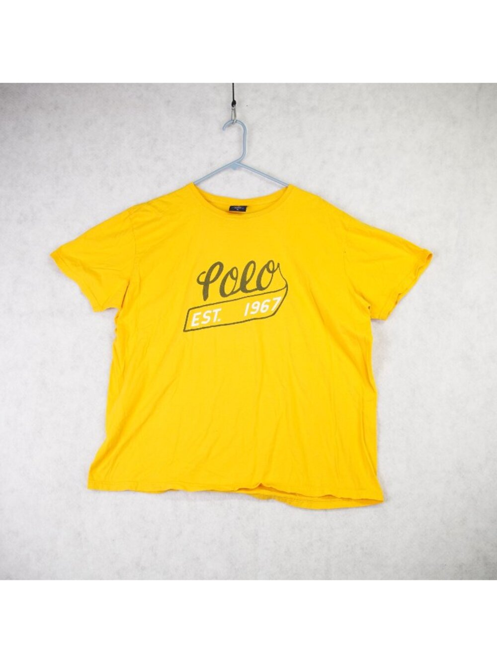 Vintage Polo Sport Ralph Lauren Yellow Logo Spell Out Graphic Tee Shirt Mens XL